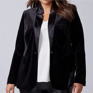 NEW LANE BRYANT THE BRYANT BLAZER‎ Black Velvet Womens Size 22 Career Office